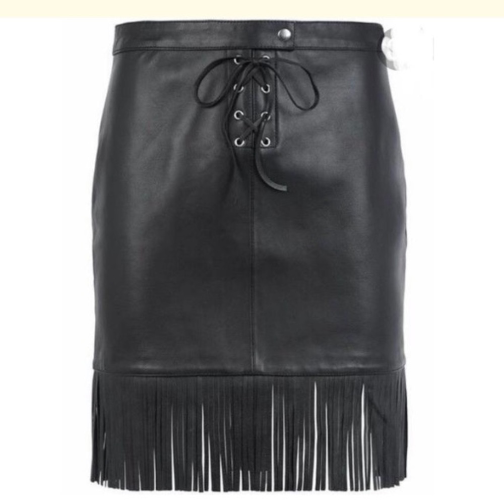 SOLD.    Host pick 🎉Maje Leather Fringe skirt🎉 - Picture 6 of 9